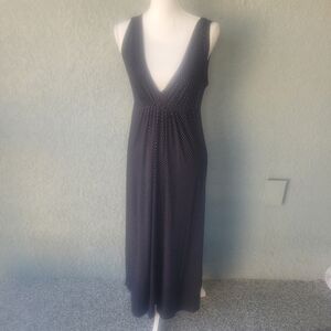 I.Magnin Chic Black Polka Dot Maxi Dress